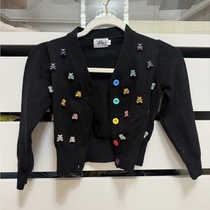 Ala Kids Black Cardigan with Colorful Buttons